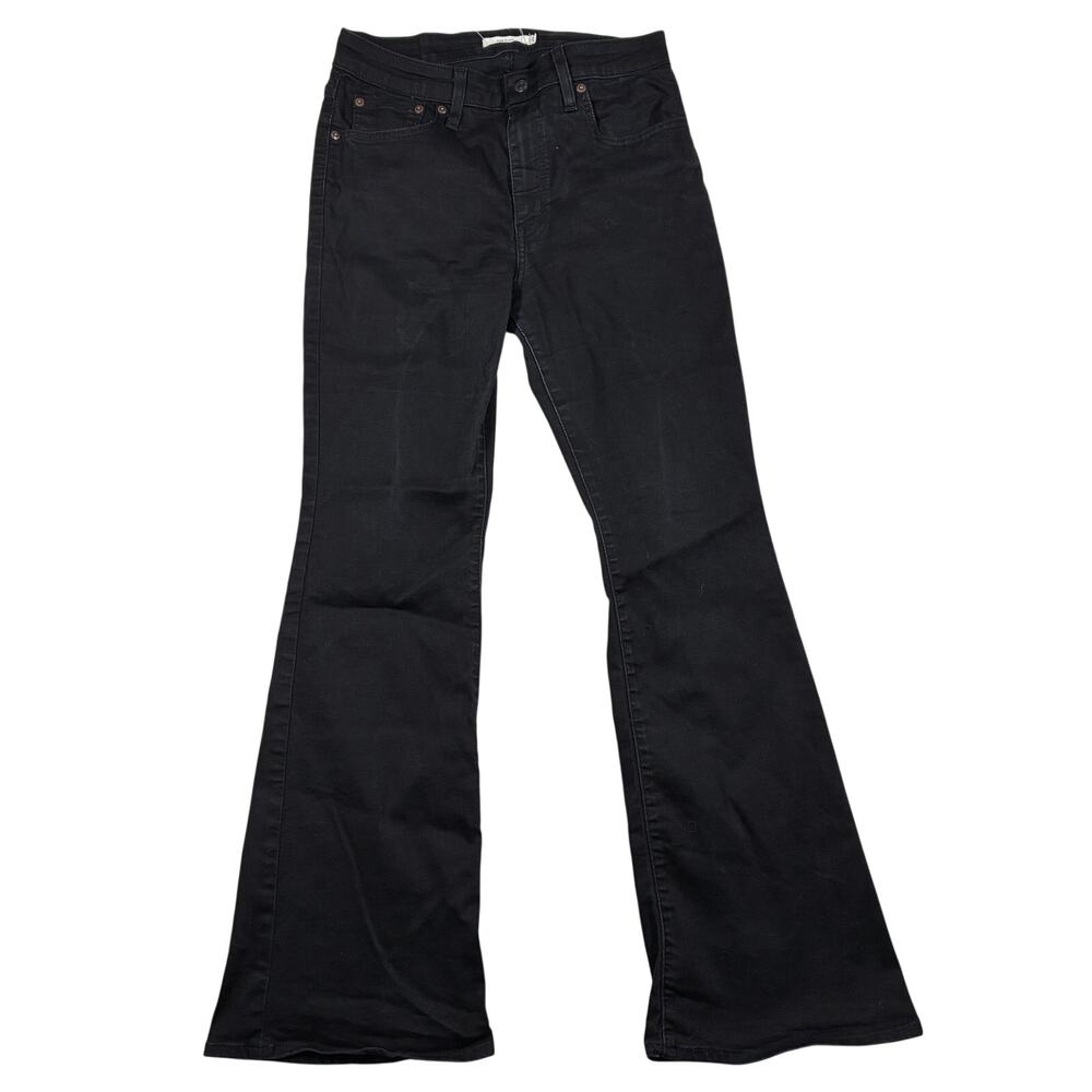 Levi's 726 Flare Leg Jeans Womens 31 Black High Rise Stretch Denim Boho Hippie